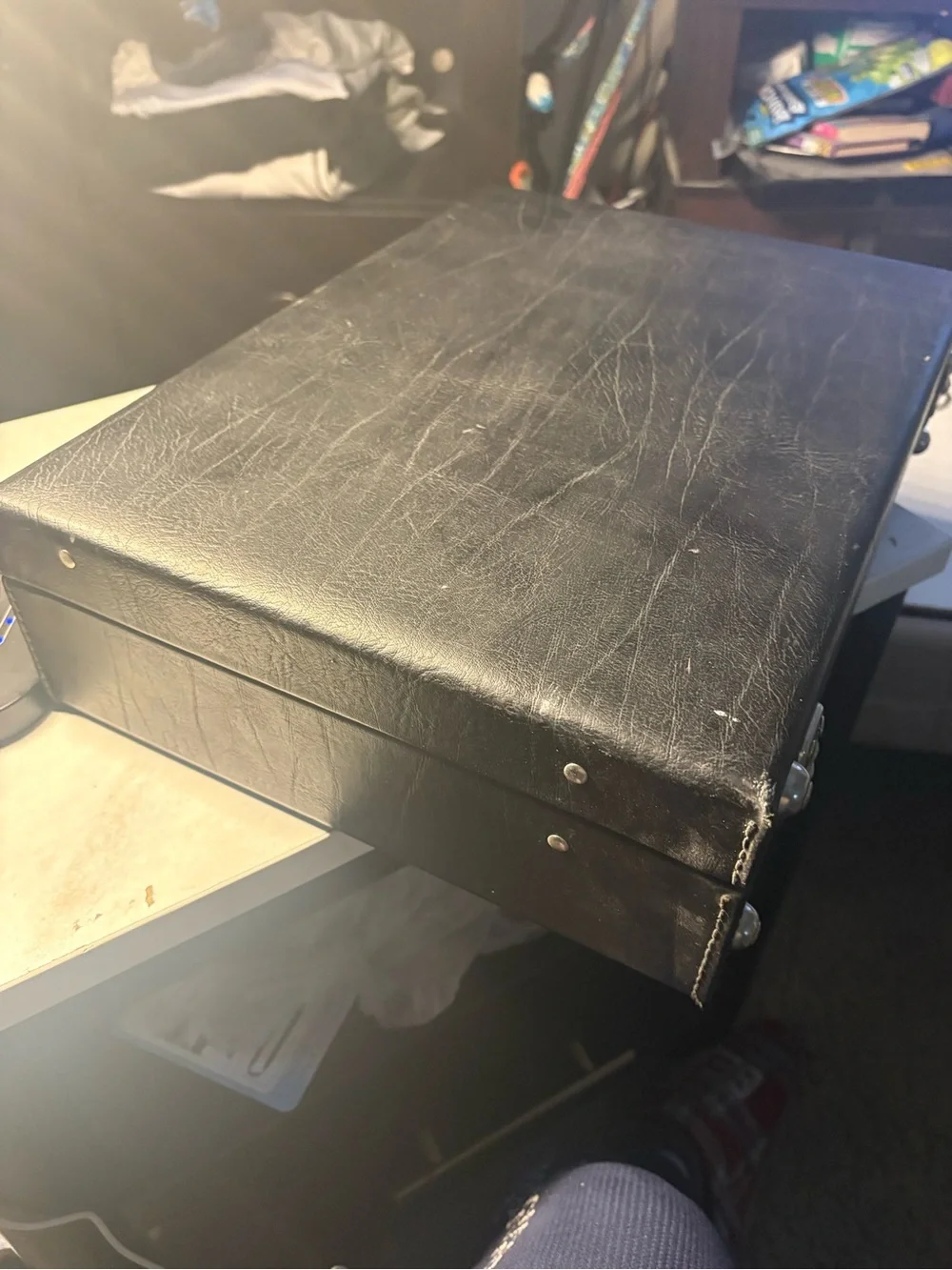 Black Faux Leather Storage Case - Compact Organizer